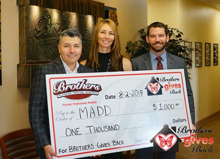 brothers gives back to madd